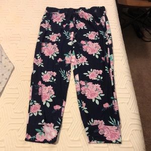Jockey, XL, dark blue w/ pink and green flower leggings